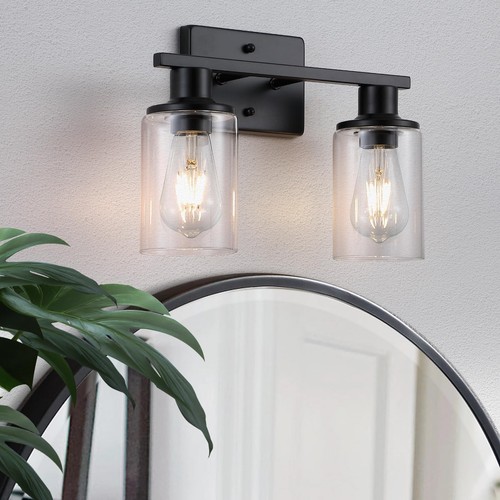 Light matte black bathroom - 2-light,